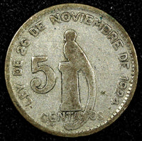 Guatemala Silver 1948 5 Centavos KM# 238.1  (24 440)