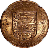Jersey Elizabeth II Bronze 1966 1/12 Shilling NGC MS64 RD TOP GRADED KM# 26 (24)