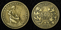 BRAZIL Aluminum-Bronze 1924 500 Reis 1st Year Type KM# 524 (27 807)