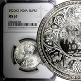 India-British George V Silver 1920 (C) Rupee NGC MS64 Calcutta Mint KM# 524 (05)