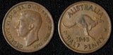 Australia George VI Bronze 1943 1/2 Penny Kangaroo KM# 41 (28 845)