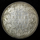 India-British Victoria Silver 1889 B incuse Rupee XF .Nice Toned KM# 492 (559)