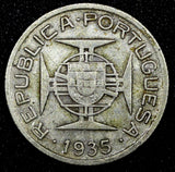 Mozambique Portugal Silver 1935 2 1/2 Escudos 1 Year Type KM# 61 (26 675)