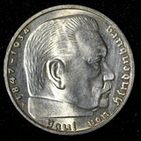 Germany - Third Reich Silver 1938 E 2 Reichs Mark Hindenburg aUNC/UNC KM# 93 (7)