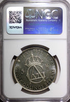 SWEDEN Silver 1952 ST 5 Kronor NGC MS63 70th Birthday Gustaf VI KM# 828 (09)