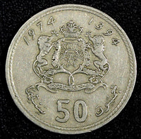Morocco Hassan II Copper-Nickel 1374 (1974) 50 Santimat  Y# 62 (27 299)