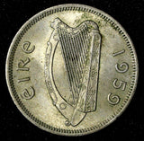 Ireland Republic Copper-nickel 1959 Florin 2 Shillings Salmon KM# 15a  (851)