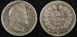 FRANCE Louis Philippe I Silver 1843 B  1/4 Franc Rouen Mint Toned KM# 740.2 (78)