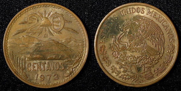 Mexico ESTADOS UNIDOS MEXICANOS Bronze 1973 Mo  20 Centavos KM# 441 (27 524)