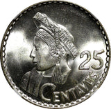 GUATEMALA Silver 1964 25 Centavos NGC MS66 GEM BU LAST YEAR KM# 263 (12)