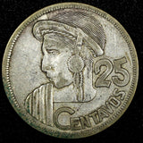 Guatemala Silver 1958 25 Centavos Mintage-394 361 27mm Toned KM# 258 (24 648)