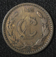Mexico ESTADOS UNIDOS MEXICANOS Bronze 1906 1 Centavo narrow date KM# 415 (441)