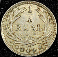 GUATEMALA Copper-Nickel  1901 H 1/4 Real  Heaton Mint Toned KM# 175 (24 567)