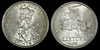 Lithuania Silver 1936 10 Litų Vytautas 32mm 1 Year Type aUNC KM# 83 (27 358)