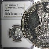 GREAT BRITAIN George V Silver 1927 1 Shilling NGC MS64 1st Year Type KM# 833 (9)