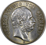 German States SAXONY Silver 1904 E  2 Mark Death of King Georg Toned KM# 1261(0)