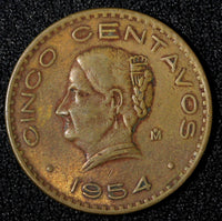 Mexico Bronze 1954 5 Centavos KM# 424  (27 924)
