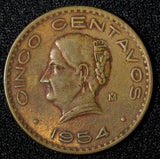 Mexico Bronze 1954 5 Centavos KM# 424  (27 924)