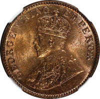 India-British George V Bronze 1930 (C) 1/4 Anna NGC MS64 RB KM# 512 (013)