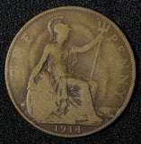 Great Britain George V Bronze 1914 1 Penny KM# 810 (28 940)