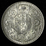 India-British George VI Silver 1941 (B) Rupee Mint Luster aUNC KM# 556  (28 606)