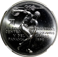 Panama Silver 1970 FM 5 Balboas NGC MS66 Central American Games KM#28 (030)