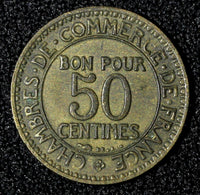FRANCE Aluminum-Bronze 1921 50 Centimes KEY DATE KM# 884 (27 990)