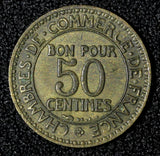 FRANCE Aluminum-Bronze 1921 50 Centimes KEY DATE KM# 884 (27 990)