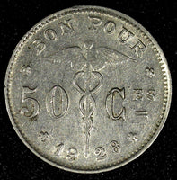 Belgium Nickel 1928 50 Centimes French text XF KM# 87 (25 014)