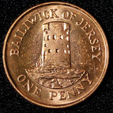 Jersey Elizabeth II 1990-1994 1 Penny Le Hocq Tower BU KM# 54 RANDOM PICK (1 C)