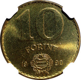 Hungary 1990 BP 10 Forint NGC MS66 Mintage-10.000 GEM BU KM# 739 (005)