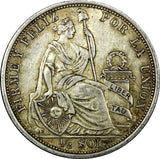 PERU Silver 1916 FG JR 1/2 Sol LIMA 30mm Mintage-384,000 KM# 203 (25 123)