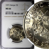 Kenya Mzee Jomo Kenyatta 1971 1 Shilling NGC MS66 TOP GRADED KM# 14 (36)