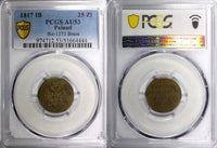 POLAND 1817 IB Ducat 25 Zlotych Warsaw  PCGS AU53 TOP GRADED RARE Bit-1273 (R4)