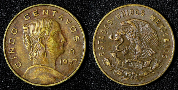 MEXICO Bronze 1957 Mo 5 Centavos Large type KM# 426 (27 903)