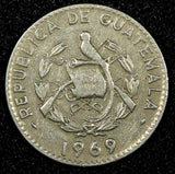 GUATEMALA Copper-Nickel 1969  5 Centavos Large date KM# 266.1 (24 554)