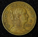 MEXICO Bronze 1964 Mo 5 Centavos Large type KM# 426 (27 420)