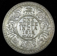 India-British George V Silver 1918 (C) Rupee Calcutta Mint KM# 524 (27 325)