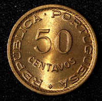 Mozambique Portuguese Colony Bronze 1953 50 Centavos UNC KM# 81 (27 670)