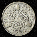 GREAT BRITAIN George V Silver 1932 3 Pence  KM# 831  (28 781)