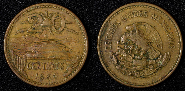 Mexico ESTADOS UNIDOS MEXICANOS Bronze 1944 20 Centavos  KM# 439 (27 584)