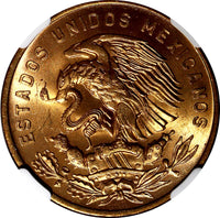 MEXICO Bronze 1960 Mo 20 Centavos NGC MS64 RD NICE FULL RED BU KM# 440 (006)