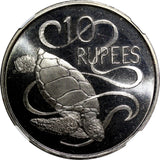 Seychelles Elizabeth II 1974 10 Rupees Sea Turtle NGC MS66 TOP GRADED KM# 20 (9)