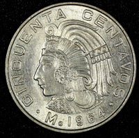 Mexico Copper-Nickel 1964 50 Centavos 1st Year Type UNC KM# 451 (26 899)