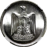EGYPT Silver AH1378 1959 10 Piastres NGC MS66 1st anniv. UAR TOP GRADED KM# 392