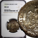 MEXICO Silver 1935 M 50 Centavos NGC MS64 Nice Toned KM# 448 (036)