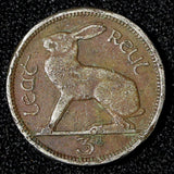 Ireland Republic 1942 3 Pence 1st Year Type WWII Issue KM# 12a (28 967)