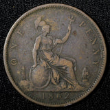 Great Britain Victoria Bronze 1862 1 Penny KM# 749.2 (28 407)