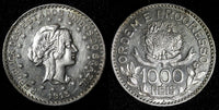 BRAZIL Silver 1913 A  1000 Reis 1 Year Type XF KM# 513 (27 456)