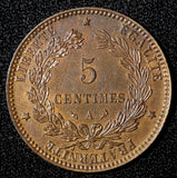 France Bronze 1898 A 5 Centimes Last Year Type UNC Toned KM# 821.1 (28 248)